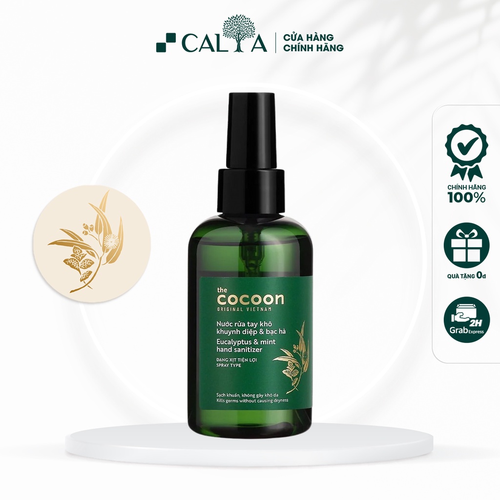 Nước Rửa Tay Khô Cocoon Hương Bạc Hà Khuynh Diệp Làm Sạch Khuẩn, Không Gây Khô Da - Eucalybtus Mind Hand Sanitizer 140ml