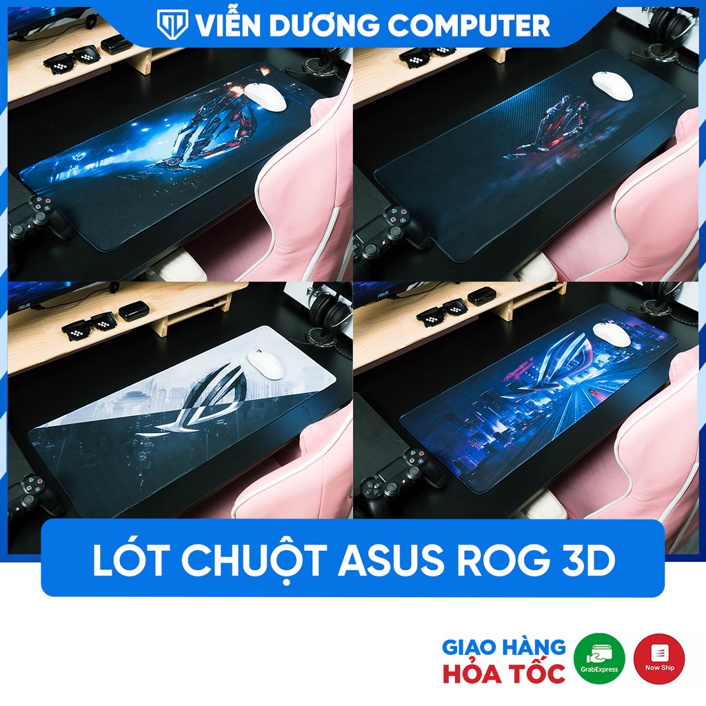 Miếng lót chuột, Pad chuột cho Game thủ ASUS Rog 3D 80x30cm dày 2mm không cấn bàn phím máy tính Viễn Dương Computer