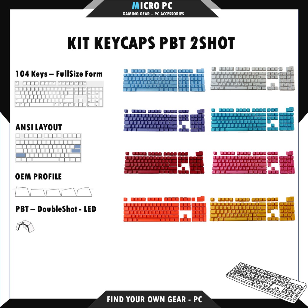 Bộ Keycap Xuyên LED 🎮FREESHIP🎮 104 phím (Chất liệu PBT / DoubleShot Xuyên LED /OEM Profile/ ANSI Layout )