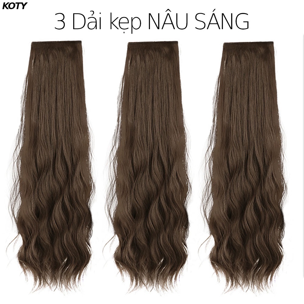 Set 3 tóc giả kẹp xoăn sóng làm dài tóc tự nhiên, tóc giả nửa đầu dài đẹp cho nữ TG13