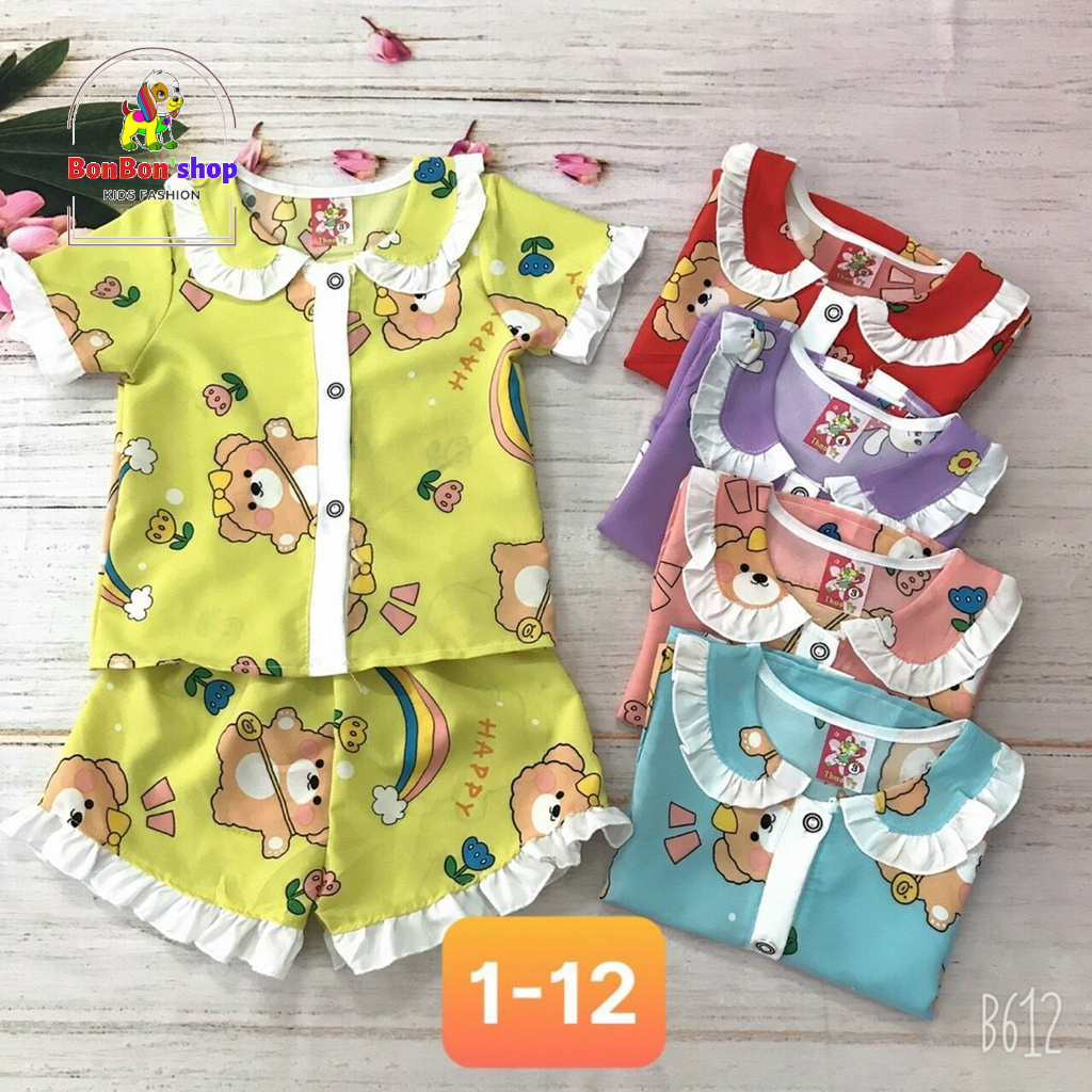 pizzam tay ngắn quần đùi cổ tiểu thư cho bé gái size nhỡ