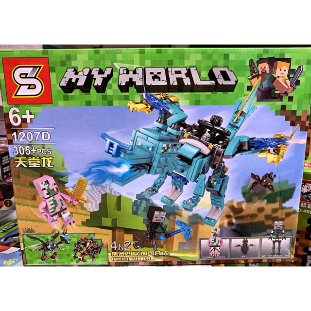 Đồ Chơi Lắp Ráp Xếp Hình Minecraft Rồng Xanh Thế Hệ Mới 1207-305 mảnh