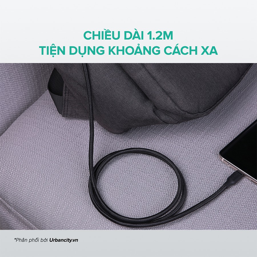 Cáp Sạc Type-C Aukey CB-AC1 Siêu Bền Dài 1.2 Mét Chống Rối Toàn Diện - Hàng Chính Hãng Bảo hành 24T