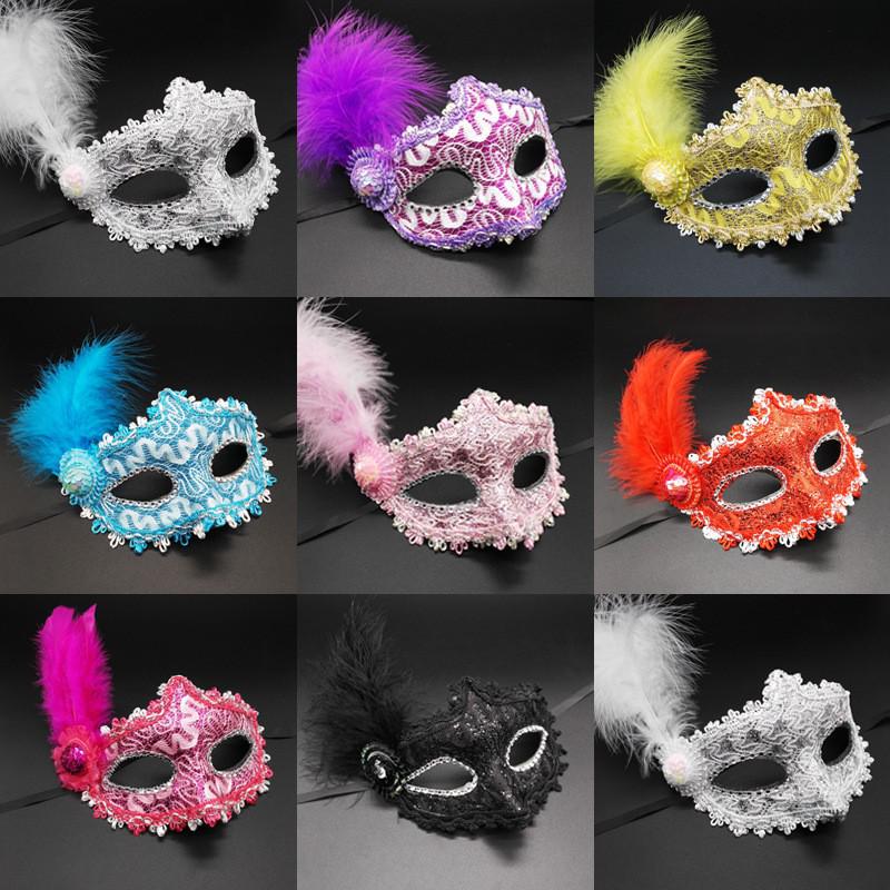 Mặt nạ nửa mặt lông vũ dạ hội kim sa quý phái sang trọng 2019 hóa trang Halloween CHO TIỆC ( hàng sẵn )