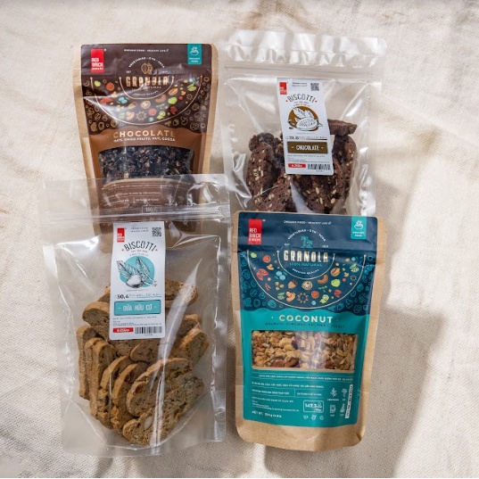 Combo Granola Cao Cấp Và Biscotti Quốc Dân 250gr Siêu Hạt Chuyên Eatclean Gạch Đỏ