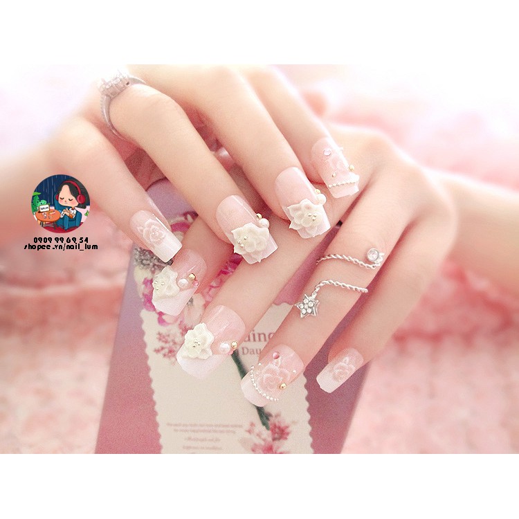 Móng Giả - Nail 3D Dài - Đính Đá [Sẵn Keo - Đóng Hộp 24 Mẫu Đủ Size]