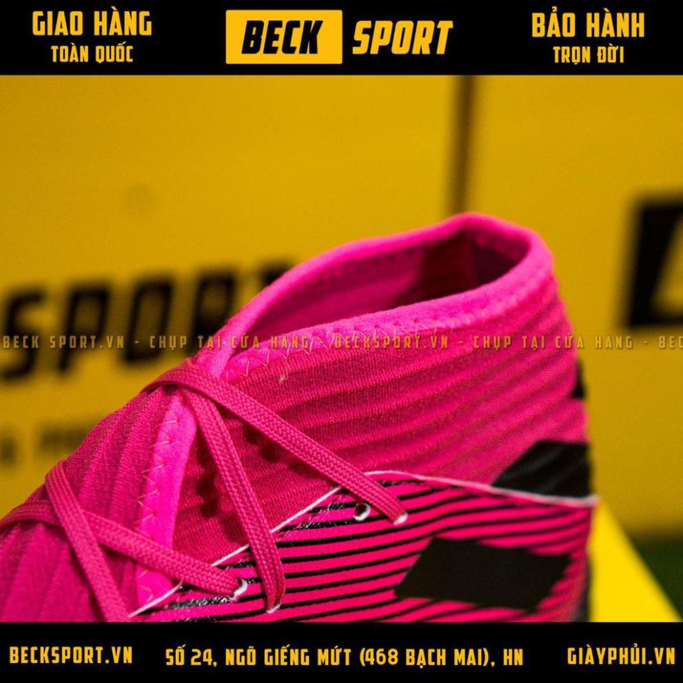 HOT SẴN Giày Bóng Đá TQ Nemeziz 19.3 Hồng Vạch Đen Đế Đen Cao Cổ TF