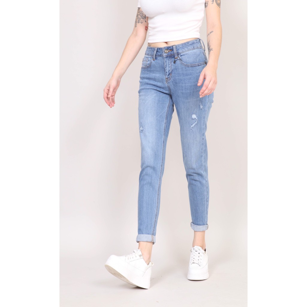 Quần Jean Nữ Boyfriend baggy Rách co dãn 120 CT JEANS