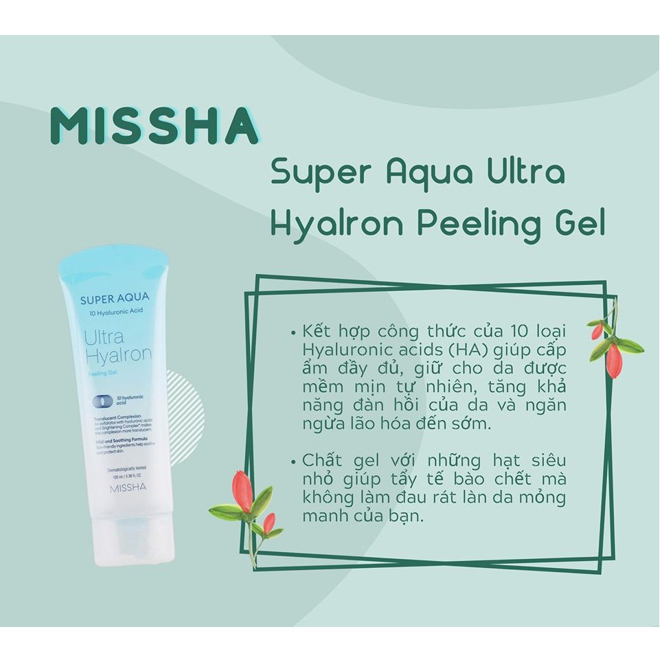 Gel tẩy tế bào chết Missha Super Aqua Ultra Hyalron Peeling Gel 100mL