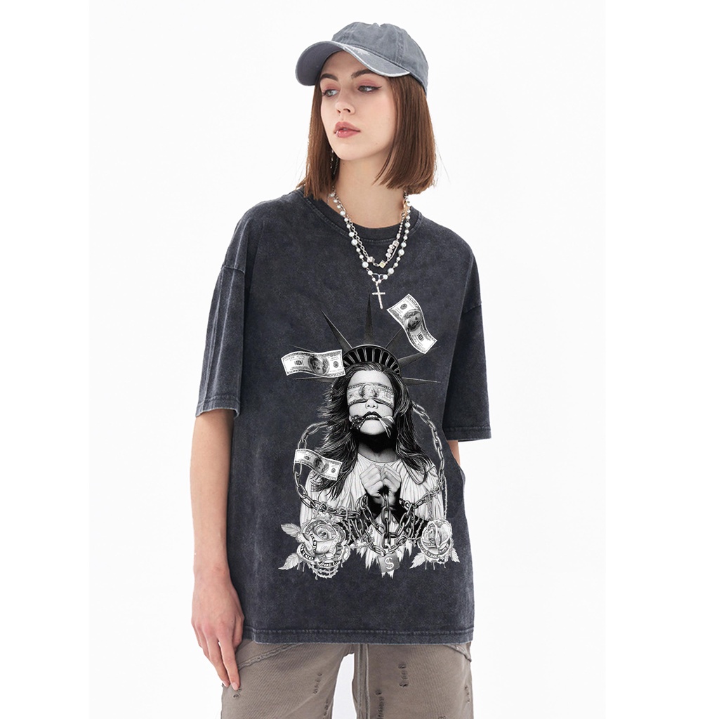 Áo thun wash ATHANOR dáng rộng form unisex tay lỡ 100% chất cotton mẫu MONEY