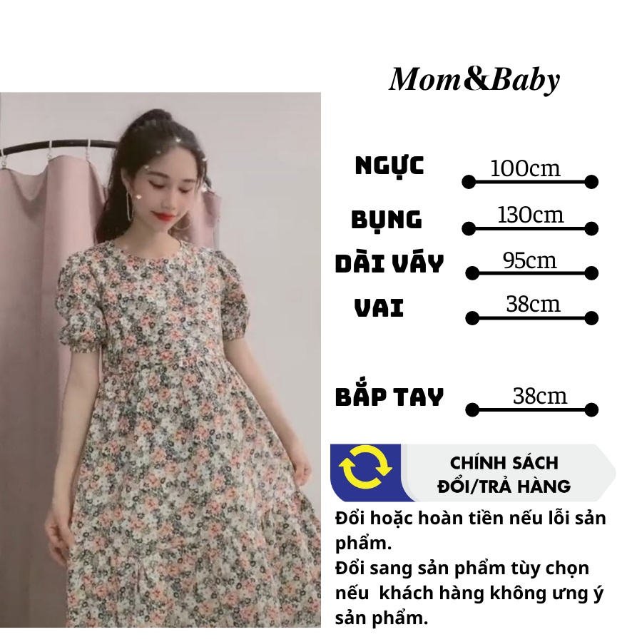 Váy bầu hoa nhí thời trang M277 chất lụa hoa freesize