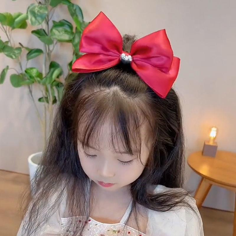 Kẹp Tóc Hình Nơ Màu Đỏ Đen Phong Cách Hàn Quốc Dễ Thương Cho Nữ