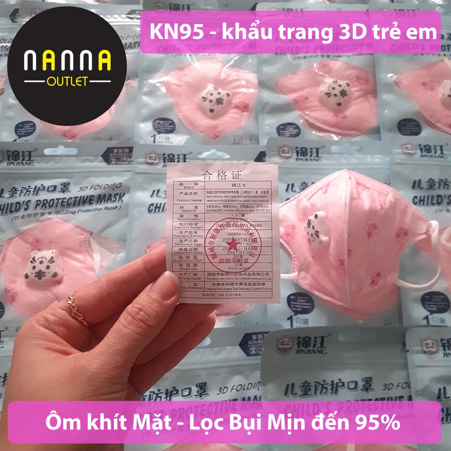 [CÓ VAN] Khẩu trang 3D lọc bụi mịn KN95 cho Trẻ 4 đến 12 tuổi