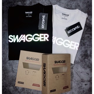 Áo Thun Swagger Unisex Cotton Co Dãn In Chữ Phản Quang