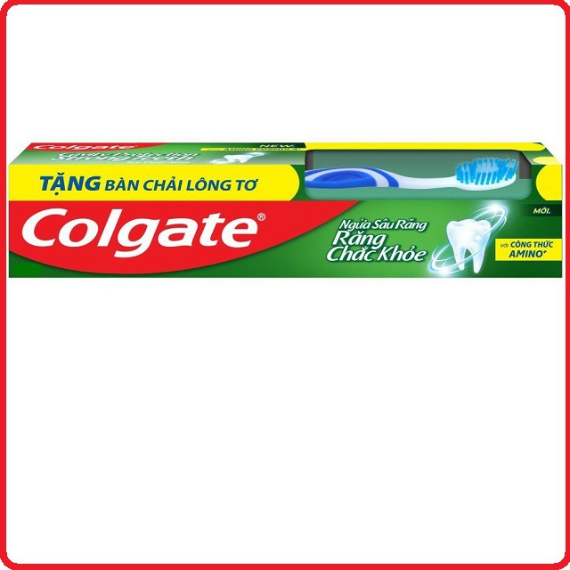 KĐR Colgate Ngừa Sâu Răng Chắc Khỏe 225g Tặng Bàn Chải Lông Tơ