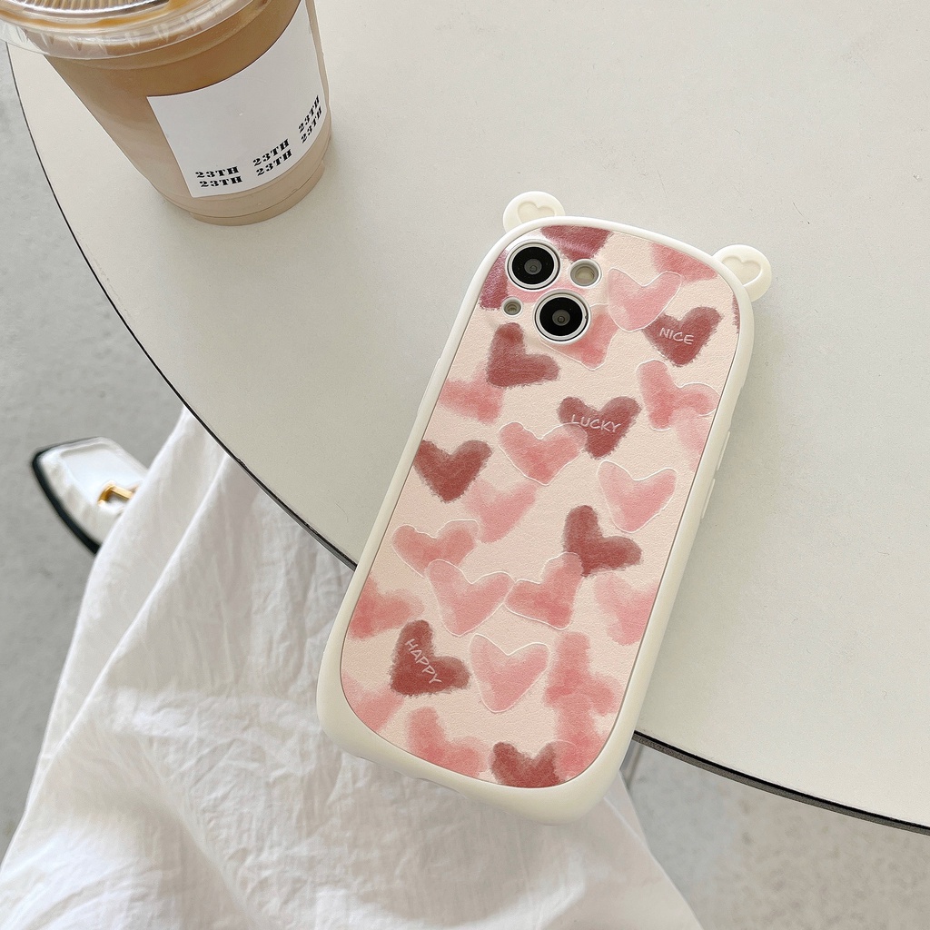 Ốp Điện Thoại Họa Tiết Trái Tim Đỏ / Đen Dễ Thương Chống Sốc Cho iPhone 14 / 13 / 12 / 11 / X / 8 / 7P