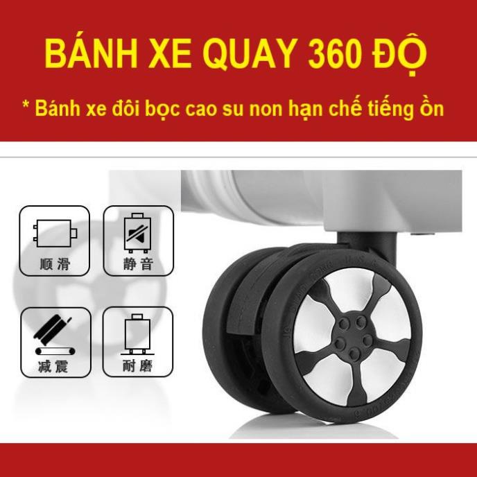 Vali khung nhôm khóa sập cao cấp chống vỡ, chống trộm size 20 inch 24 inch 29 inch - Valiking