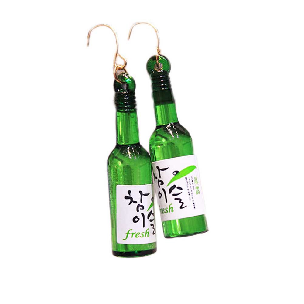 starrysky Hoa tai mặt hình chai rượu Soju dễ thương