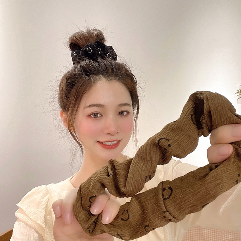 Dây Cột Tóc Scrunchies Họa Tiết Mặt Cười Đơn Giản Thời Trang Phong Cách Hàn Quốc