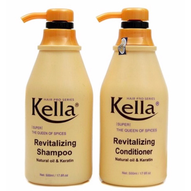 [Có bán lẻ] Dầu gội + Dầu xả Kella vàng phục hồi tóc hư 500ml