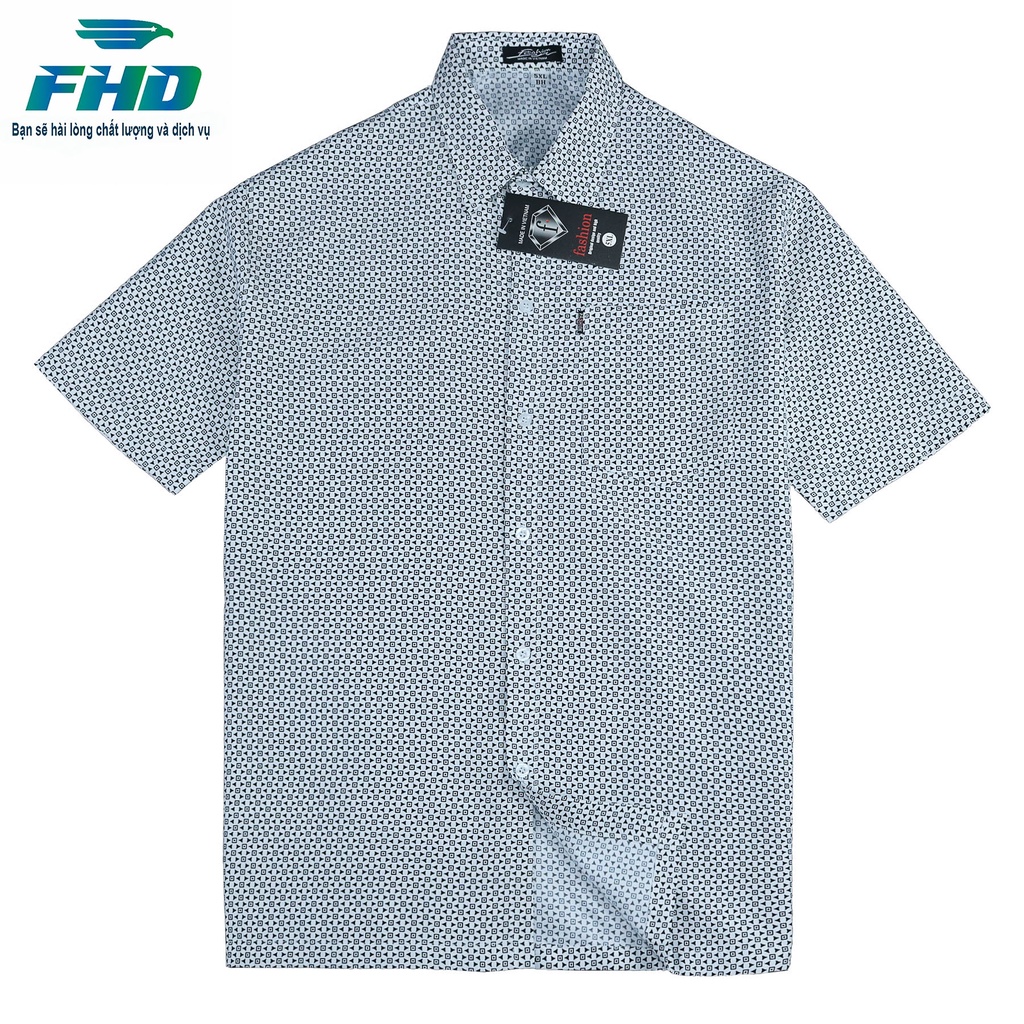 Áo sơ mi nam kate trung niên tay ngắn vải mềm mịn bền màu form rộng rãi thoải mái khi mặc FHDA011