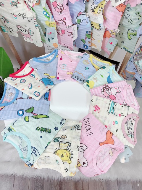 Bộ cotton lưới hàng loại 1 chất mềm, mát cho bé từ 1 tuổi đến 4 tuổi