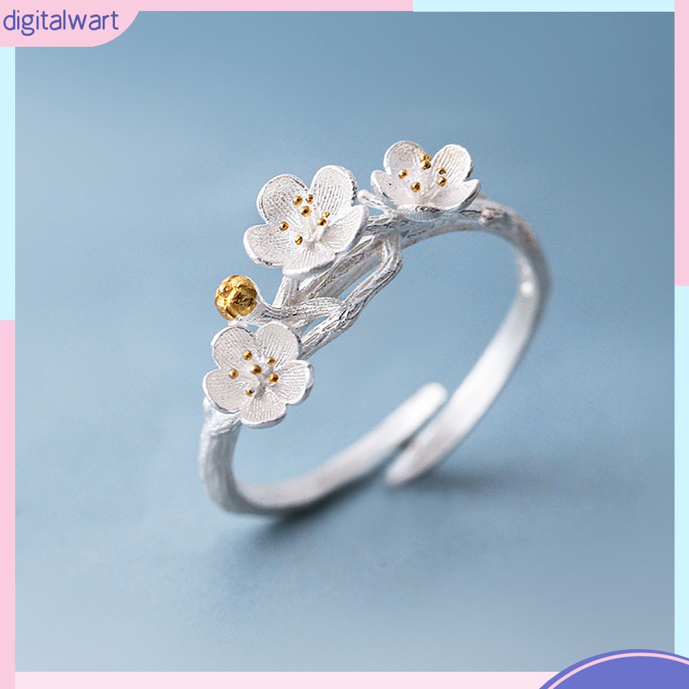 Nhẫn Hở Họa Tiết Hoa Mận Handmade Thời Trang Cho Nữ