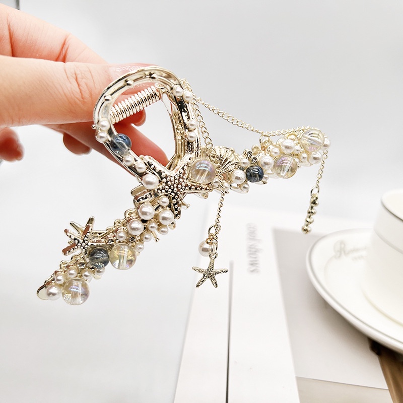 Kẹp Tóc Càng Cua Tua Rua Trung Hoa Ngọc Trai Phụ Kiện Thời Trang Cho Nữ AB131