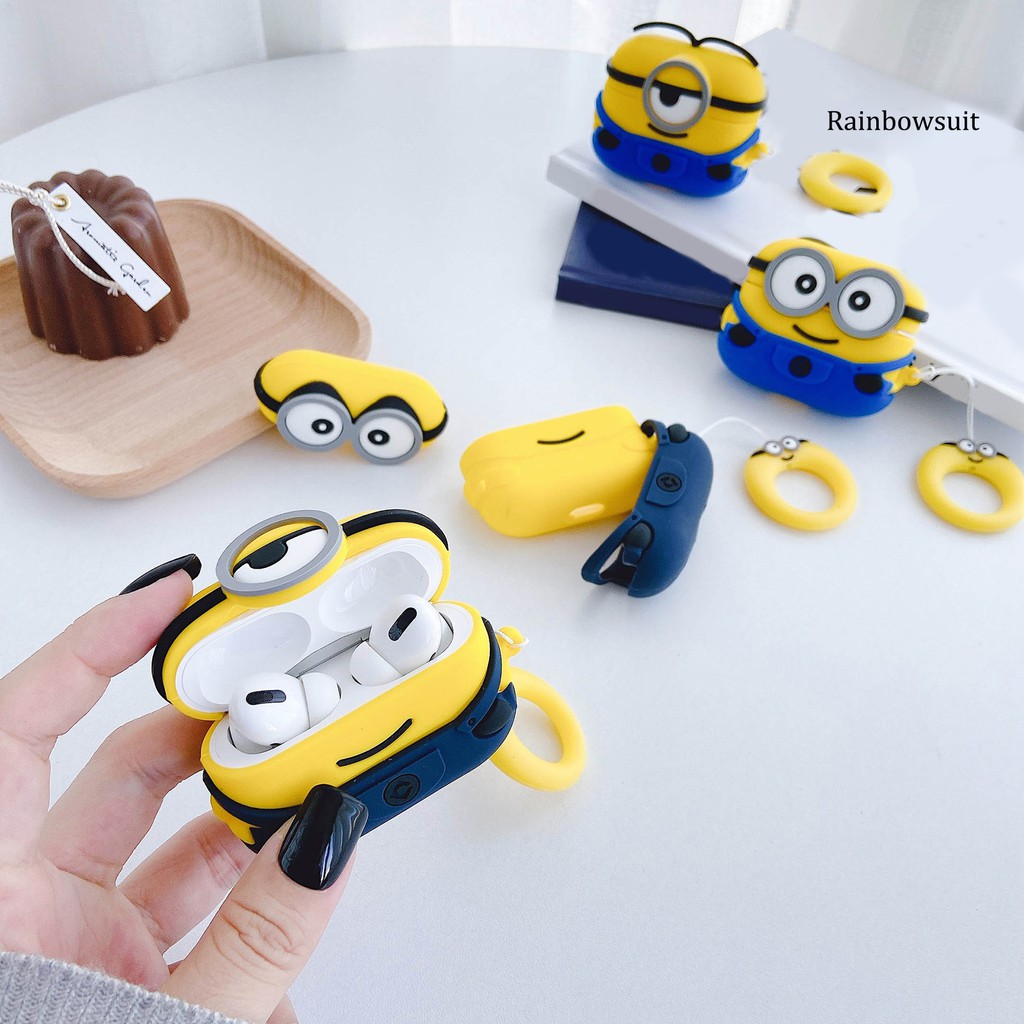 Hộp đựng tai nghe Bluetooth hoạt hình Minion bằng silicon cho AirPods 1 2