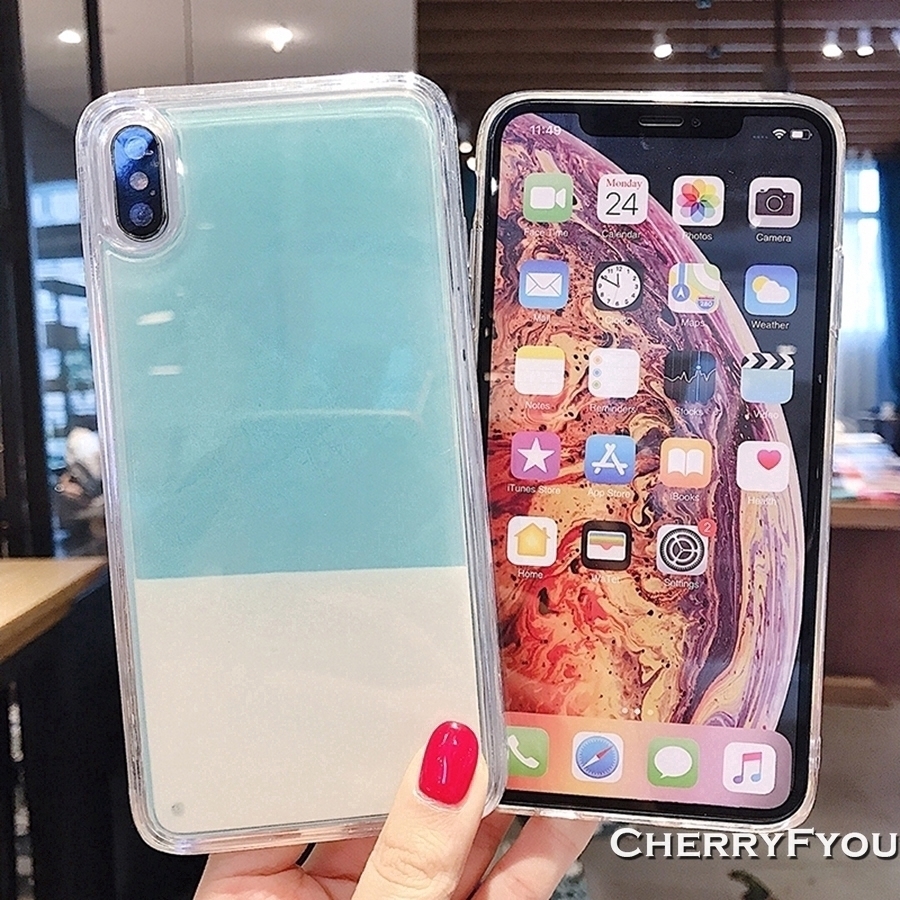 Ốp lưng cát chảy màu neon cho IPhone 6s 7 8 Plus X XS Max XR