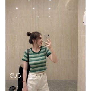 ÁO CROPTOP KẺ NGANG CHẤT MÁT