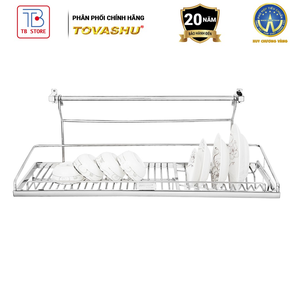 Kệ sóng chén treo tường 1 tầng T1 Tovashu inox 304, giá để chén đũa cao cấp, kệ úp chén bát - BẢO HÀNH 20 NĂM