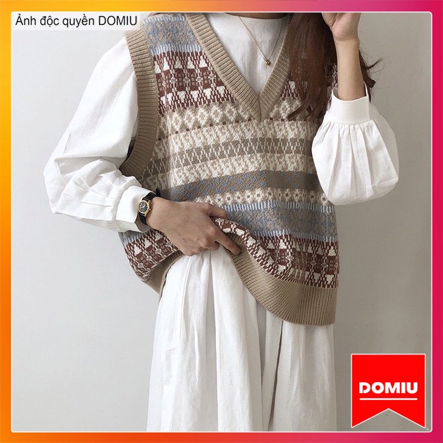 Áo len gile nữ thổ cẩm siêu ấm áp phong cách thời trang thu đông dành cho nữ