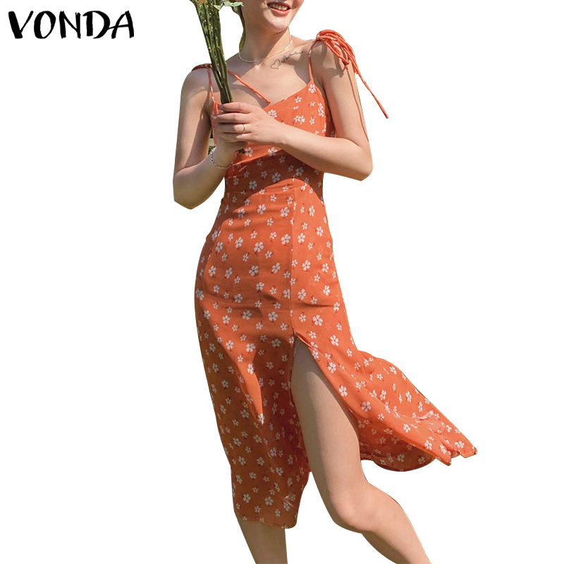 Đầm Không Tay Vonda Họa Tiết Hoa Xinh Thiết Kế Xẻ Tà Theo Phong Cách Hàn Quốc | BigBuy360 - bigbuy360.vn