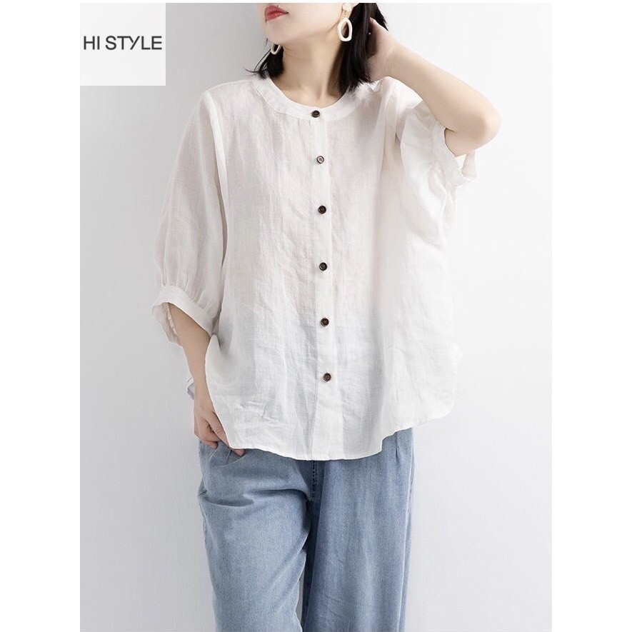 Áo somi nữ form rộng có size to ống tay lỡ rộng rãi kiểu dáng đèn lồng phục cổ trang Áo Sơ Mi có size cho người béo mập