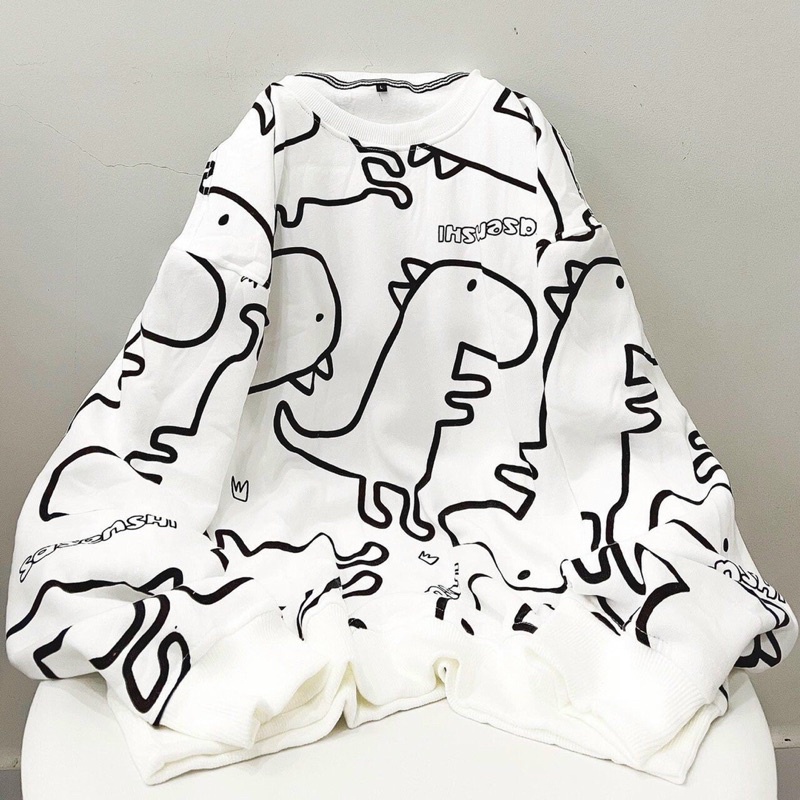 Áo Sweater Nỉ Khủng Long Unisex🎀freeship🎀mẫu hót 2021 chào thu, chất nỉ ngoại mềm tay , 3 màu Đen/Xanh/Trắng | BigBuy360 - bigbuy360.vn