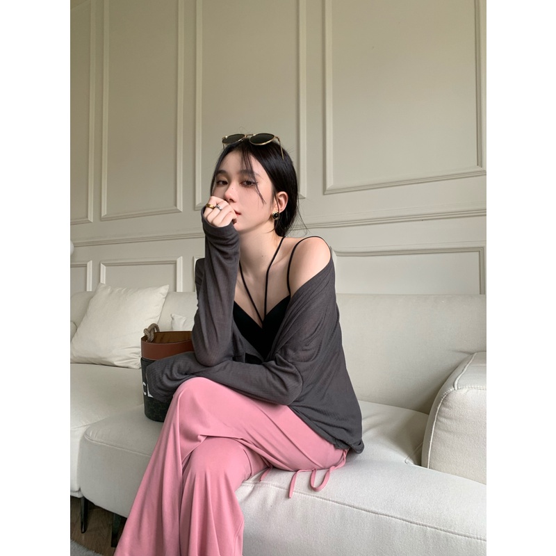 Cocory vn Cocory vn Set Áo Cardigan Dài Tay + Áo Hai Dây Thời Trang Dành Cho Nữ