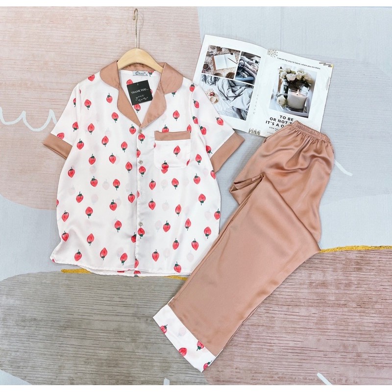 Đồ Ngủ�Đồ Bộ Pijama Lụa Tay Ngắn-Quần Dài Tiểu Thư Dễ Thương 💖 Chất Liệu Satin | BigBuy360 - bigbuy360.vn