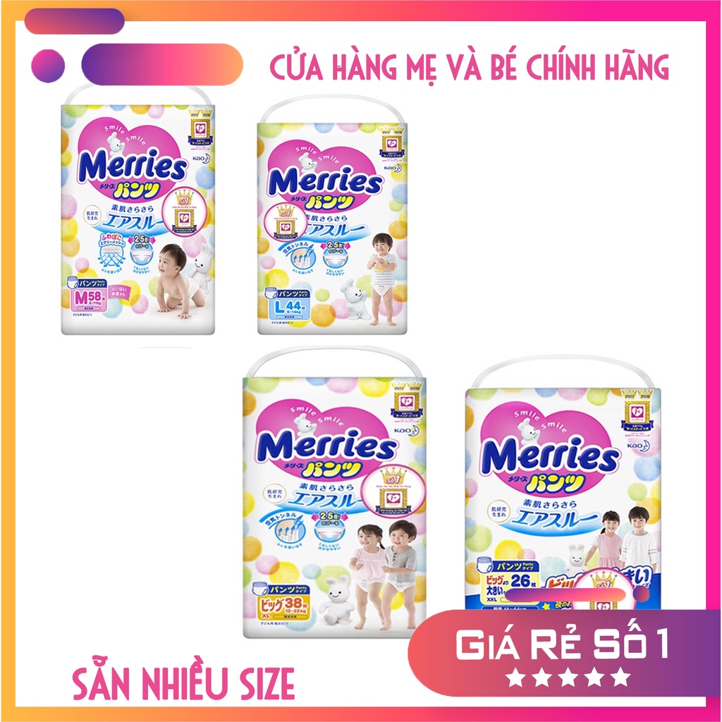 Bỉm Quần Merries Nhật Bỉm S88/M68/L58/L50/XL44/XXL28
