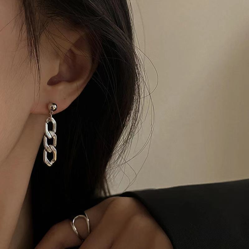 Bông Tai Mạ Bạc Hình Tròn Nhỏ Phong Cách hip hop punk Hàn Quốc Thời Trang Cho Nữ