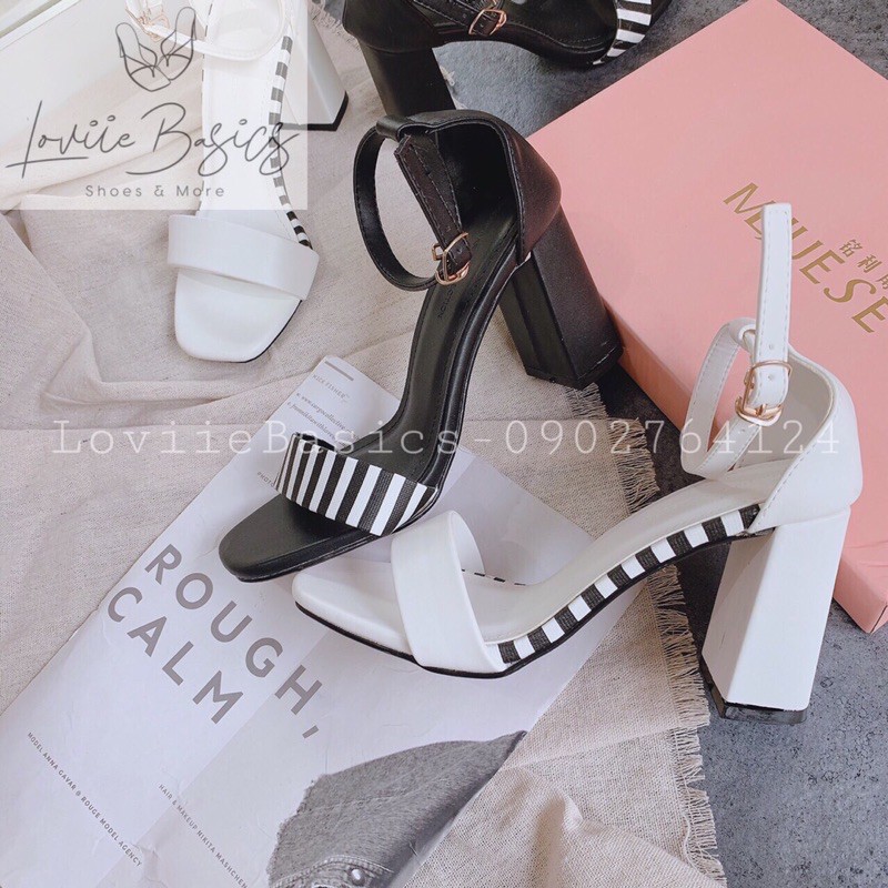 LOVIIE BASICS - SANDAL CAO GÓT 7CM BÍT HẬU ĐẾ TRỤ - GIÀY SANDAL BÍT HẬU CAO GÓT 7 PHÂN - SANDAL CAO GÓT ĐẾ VUÔNG G201048