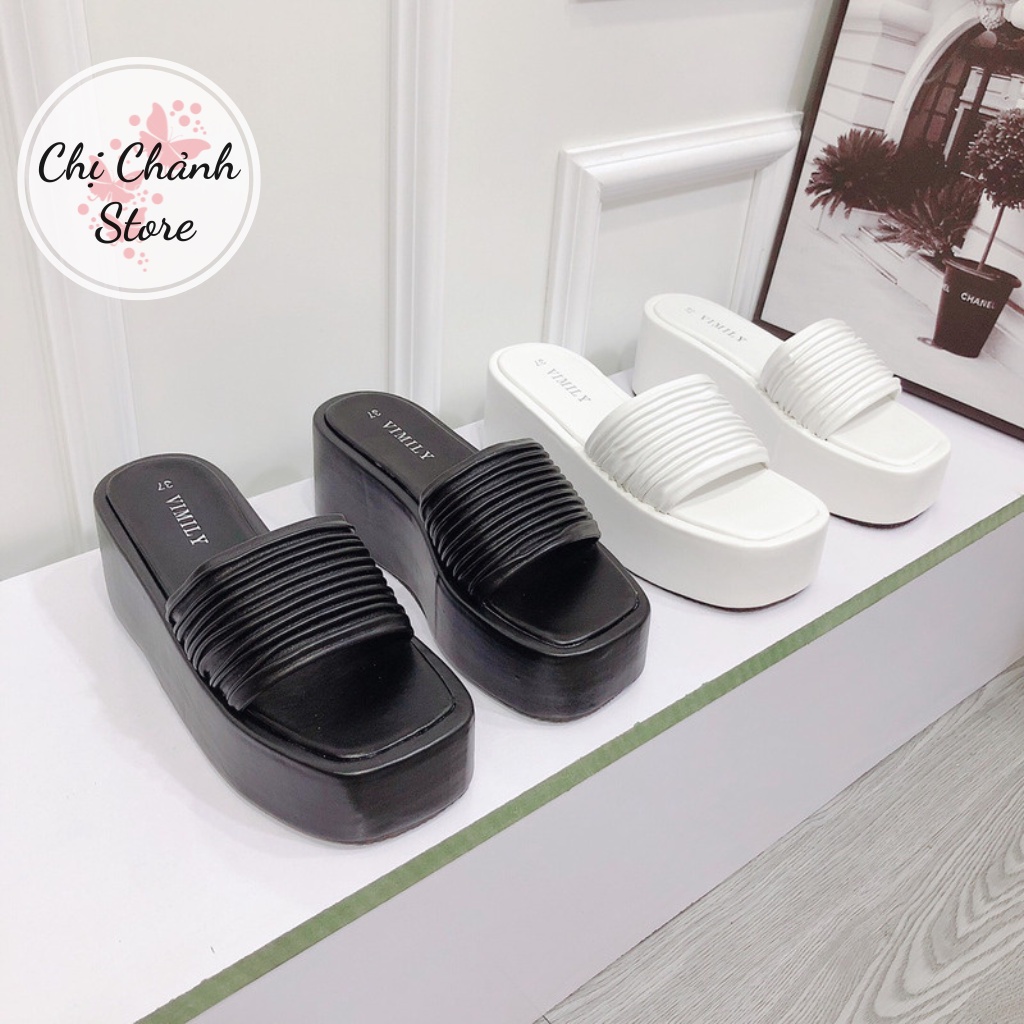 Dép Xuồng Đế Bánh Mì 7p Quai Ngang Dập Li HOT Da Mềm Lên Chân Cực Xinh - Chị Chảnh Store