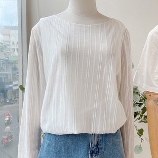 Áo cổ tròn basic tay loe dài - JA13
