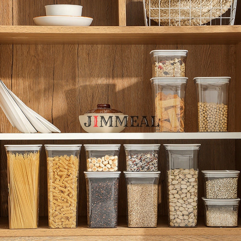 Hũ Nhựa Vuông Kín Hơi, Lọ, Hộp Nhựa Vuông Kín Hơi Đựng Hạt, Thực Phẩm, Gia Vị, Ngũ Cốc, Đồ Khô,Trong Suốt, Nắp Có Gioăng