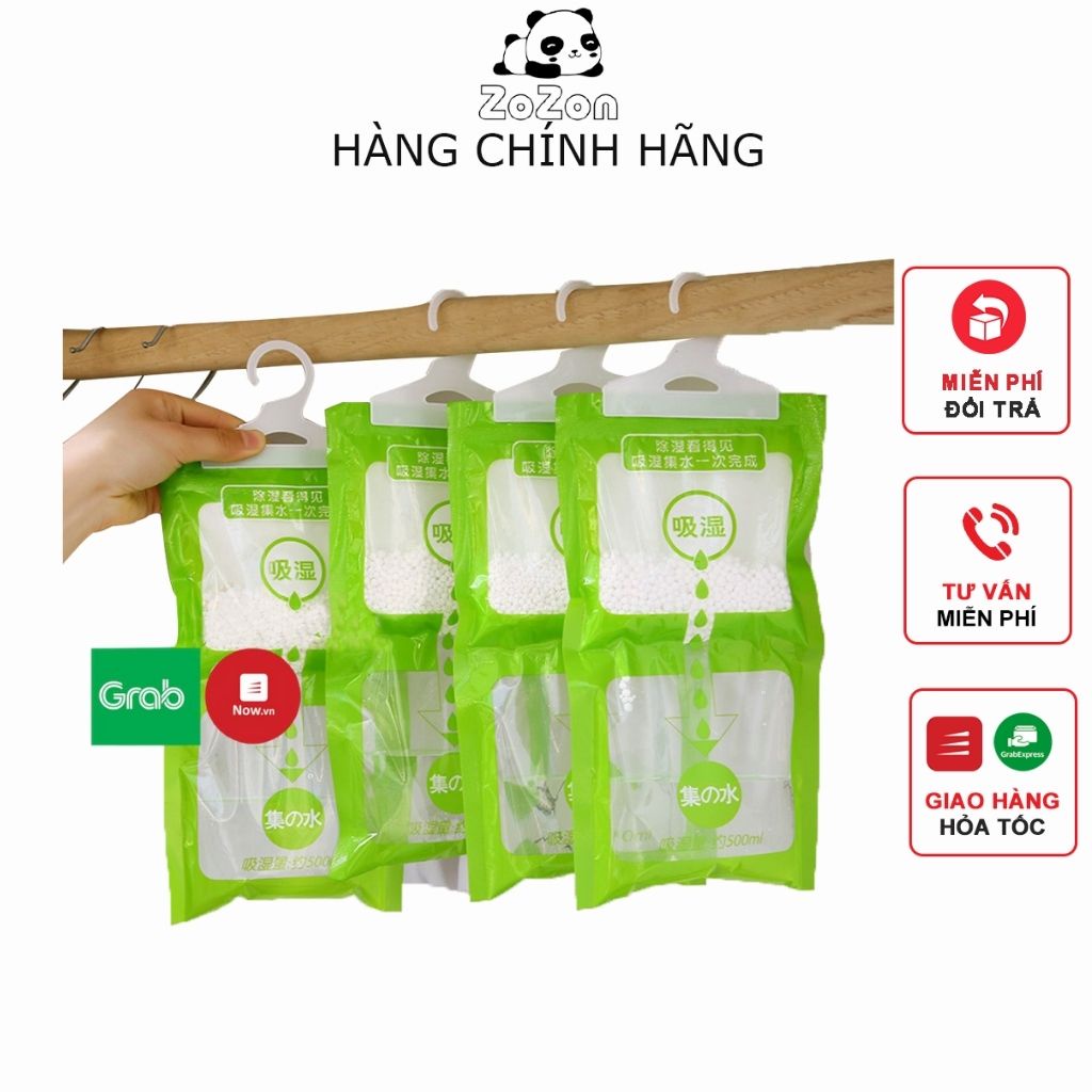 Túi Hút Ẩm 2 Ngăn Tự Động Thoát Nước Hạt Hút Ẩm An Toàn Chống Ẩm Chống Nấm Mốc Có Móc Treo Tủ Quần Áo Đa Năng Zozon