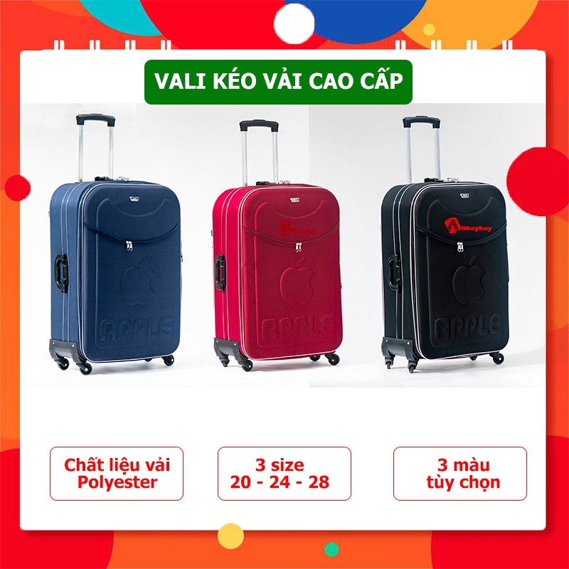 Vali kéo vải màu đỏ, đen, xanh đen 🔥FREE SHIP🔥 Chất liệu vải bền 3 size | Made in Viet Nam