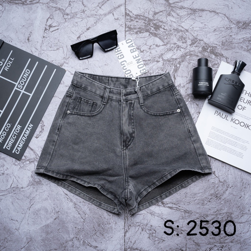 Quần Short Jean Cuốn Lai, Quần Sooc Nữ Trơn 3 Màu