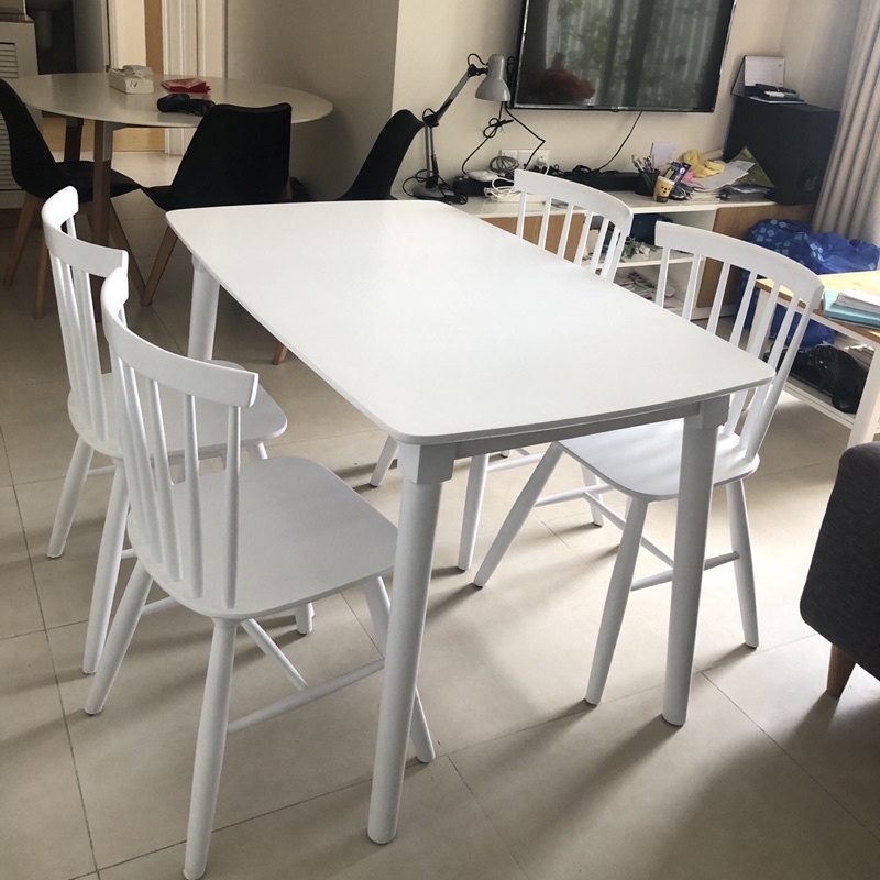 bộ bàn ăn song tiện hiện đại 4 ghế mặt bàn hoạ tiết vân đá chống ẩm hiệu quả Trường Mai Sài Gòn