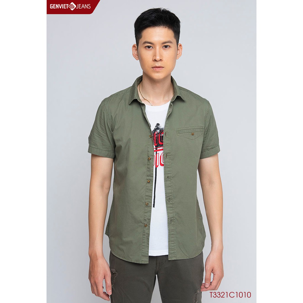 Áo Sơmi Kaki Cộc Tay Nam T3321C1010 GENVIET | BigBuy360 - bigbuy360.vn