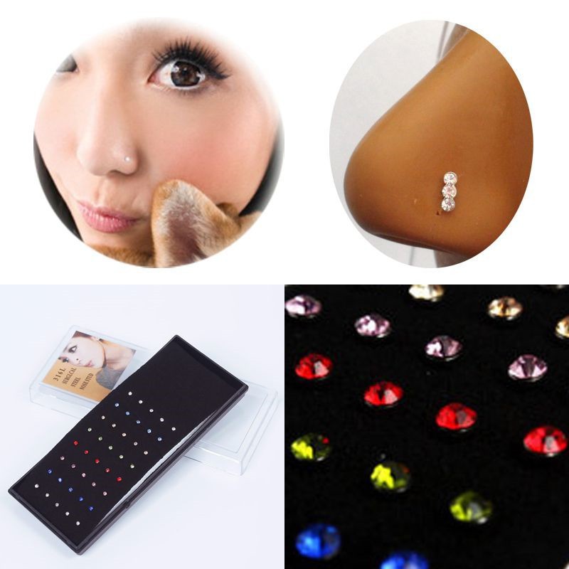 Set 40 khuyên mũi khuyên rốn nhiều màu thép không rỉ dùng cho dụng cụ y tế kiểu dáng mới